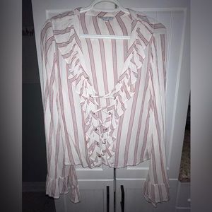 AMERICAN EAGLE Pirate Style Striped Shirt with Bell Sleeves